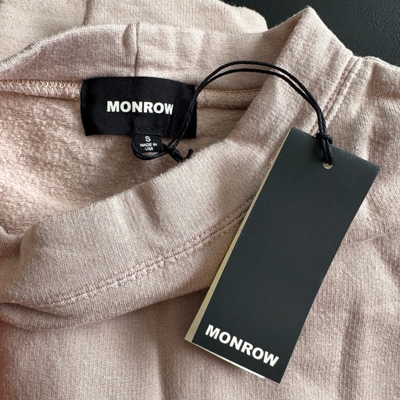 $134 Monrow Supersoft Fleece Boyfriend Sweater Taupe Small - Picture 4 of 4